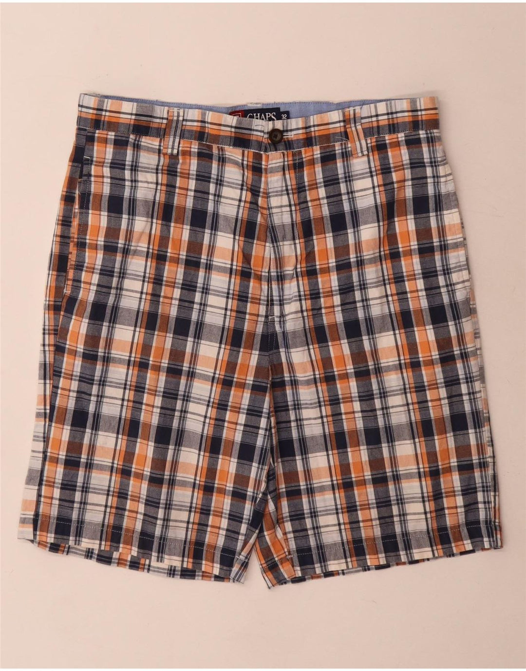 Chaps Short Chino Homme W32 Bleu Marine Moyen à Carreaux