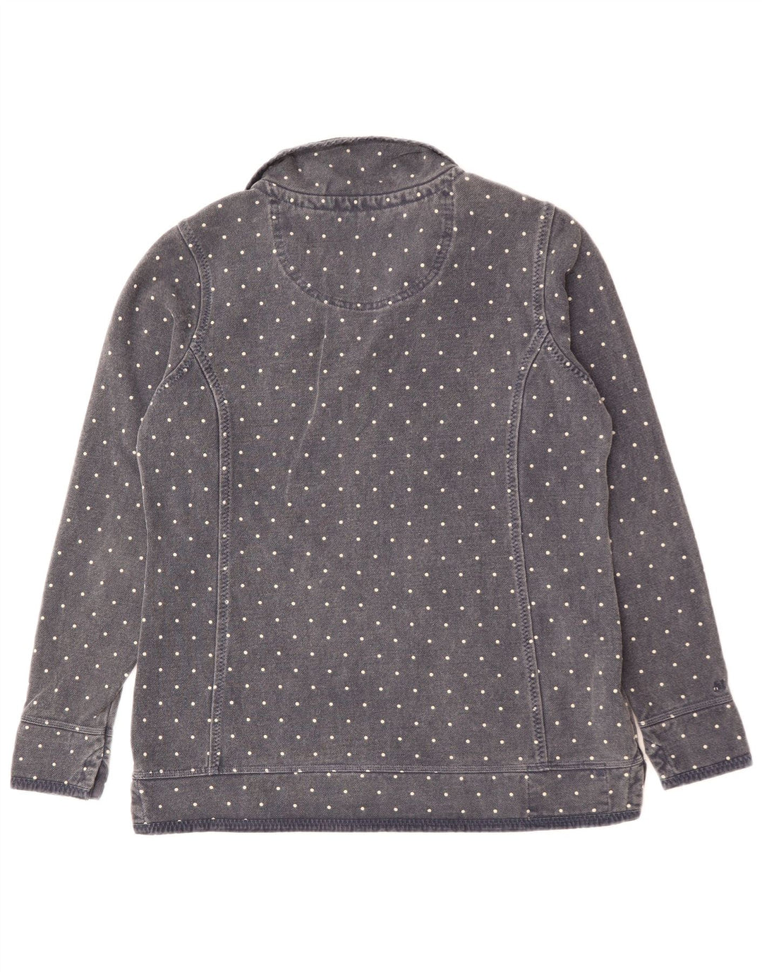 Fat Face Sweat-shirt à col zippé pour femme UK 14 Large Bleu marine à pois