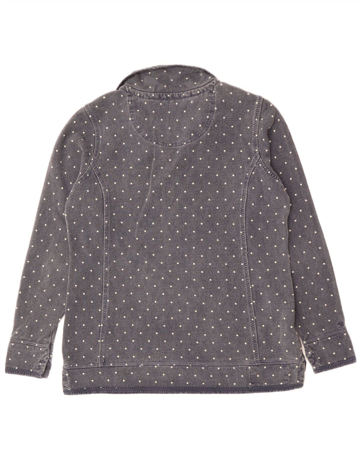 Fat Face Sweat-shirt à col zippé pour femme UK 14 Large Bleu marine à pois