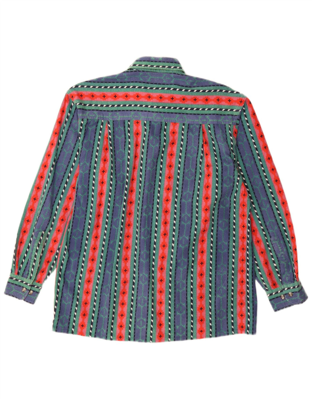 VINTAGE Chemise flanelle homme taille 38 coton rayé bleu moyen