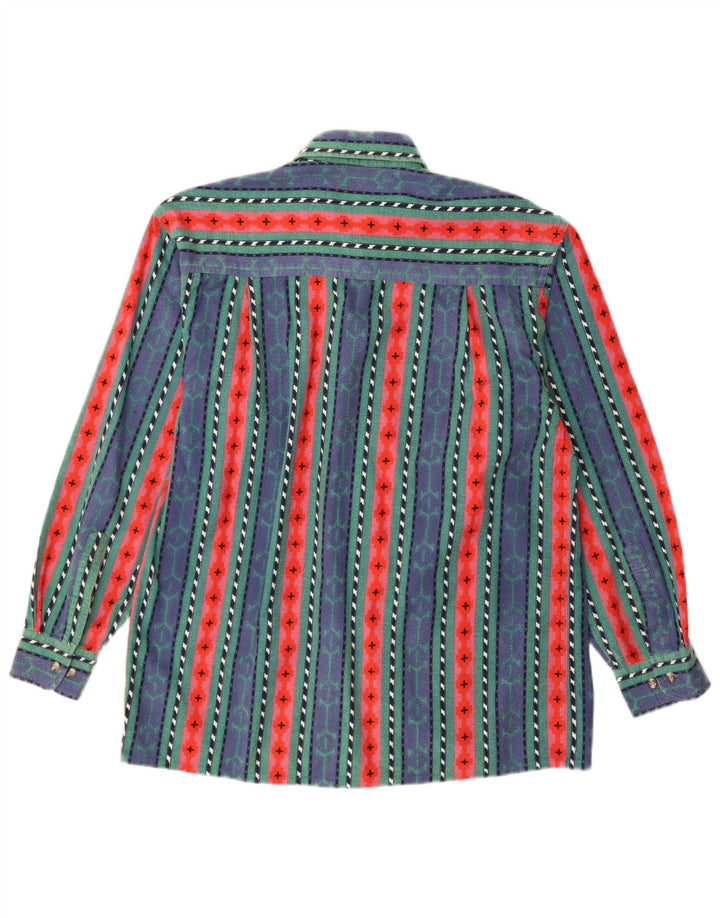 VINTAGE Chemise flanelle homme taille 38 coton rayé bleu moyen