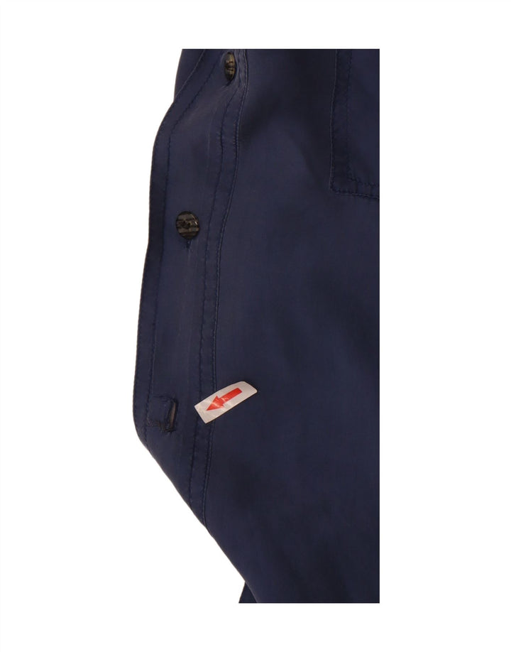 vintage Chemise à manches courtes pour hommes Grand classique en soie bleue