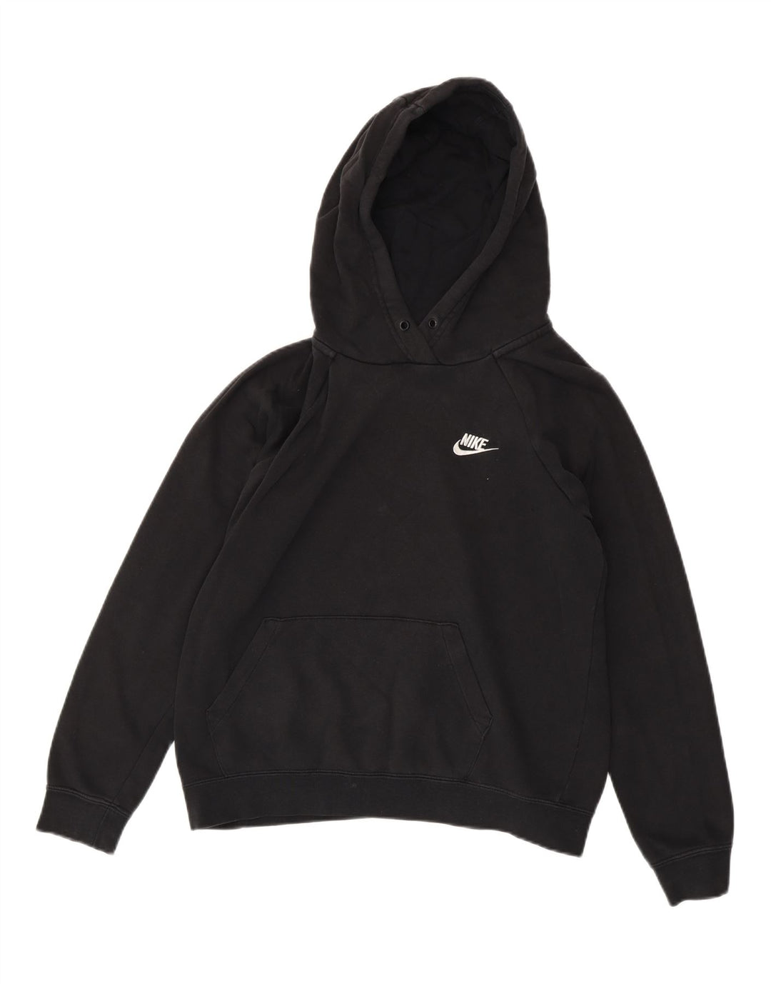 NIKE Pull à capuche surdimensionné pour femme UK 14 en coton noir moyen