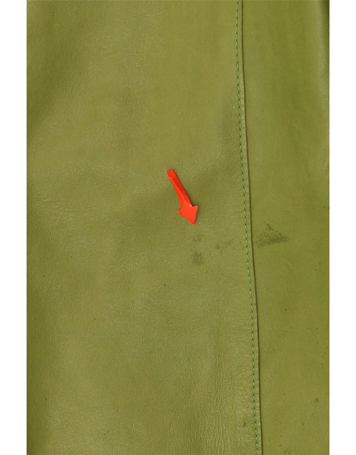 Enrico Mandelli Veste blazer en cuir à 4 boutons pour femme UK 14 Vert moyen