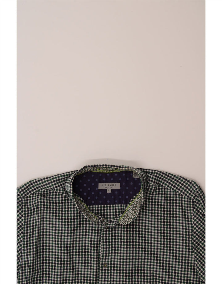 TED BAKER Mens London Shirt Size 3 Medium Green Check Cotton Vintage Ted Baker and Second-Hand Ted Baker from Messina Hembry 