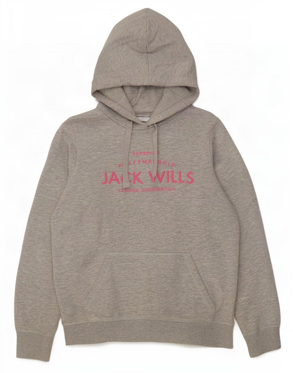 Jack Wills Pull à capuche surdimensionné graphique pour femme UK 10 Petit gris moucheté