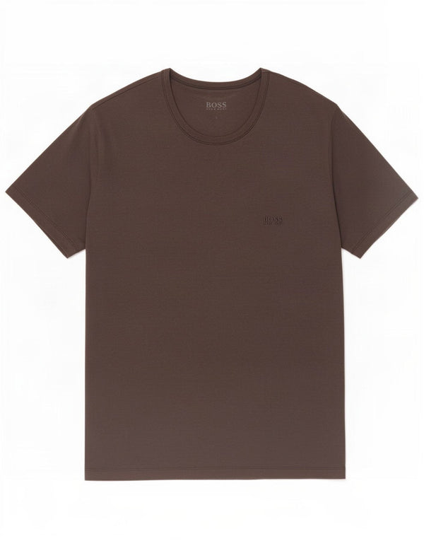 Hugo Boss Homme T-Shirt Top Large Marron Coton