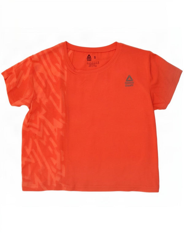 Adidas Womens Cross Fit Crop Graphic T-Shirt Top UK 8/10 Petit Orange