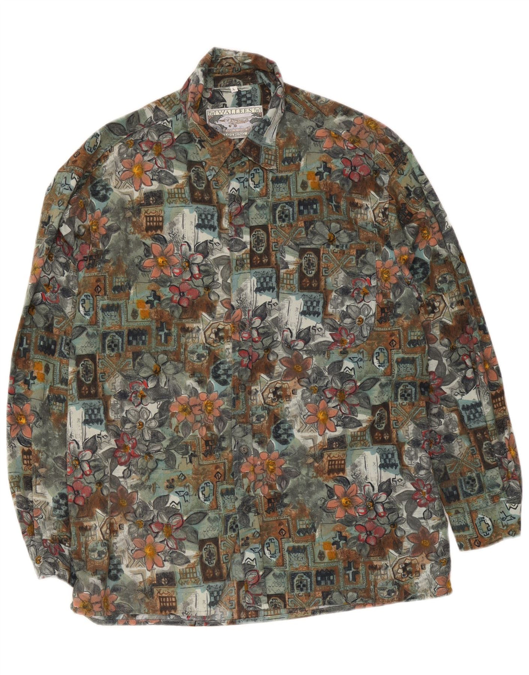 Wallees Chemise Homme Grand Vert Floral Polyester