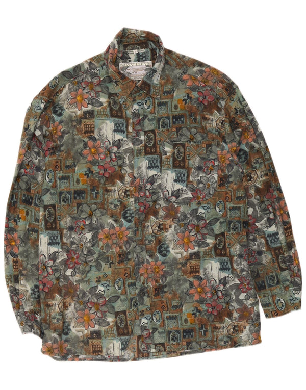 Wallees Chemise Homme Grand Vert Floral Polyester