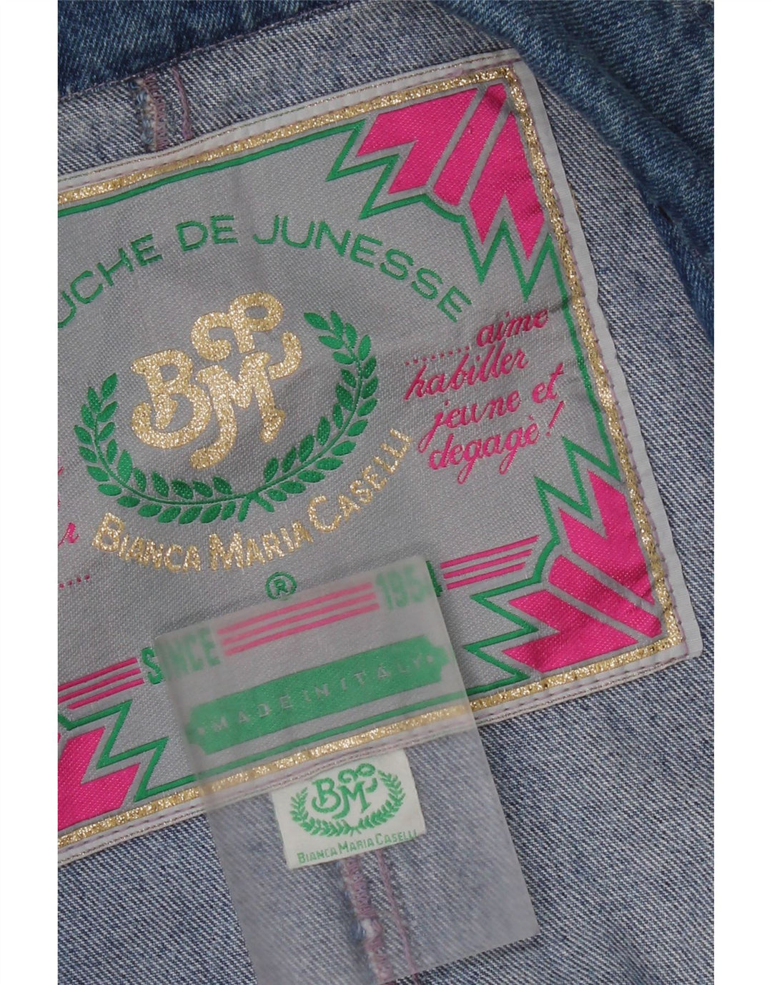 Bianca Maria Caselli Veste blazer en jean à 1 bouton pour femme UK 10 Petit Bleu