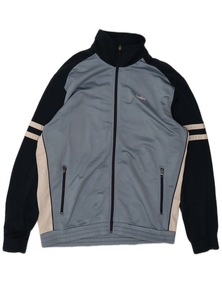 Diadora Veste de survêtement pour homme UK 44 XL Bleu Colorblock Polyester