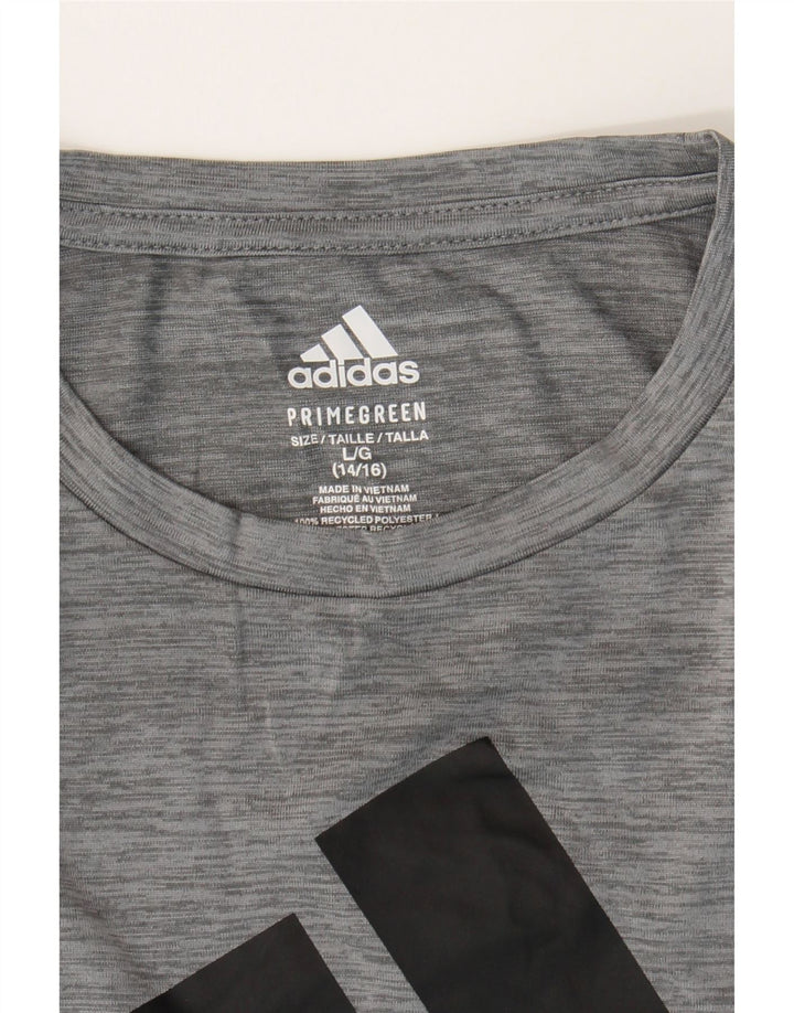 ADIDAS Boys Graphic T-Shirt Top 14-15 Years Large Grey Polyester Vintage Adidas and Second-Hand Adidas from Messina Hembry 