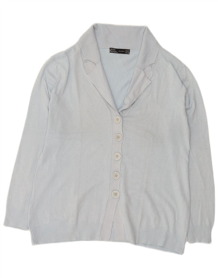 Zara Womens Cardigan Sweater UK 16 Large Rayonne Bleue