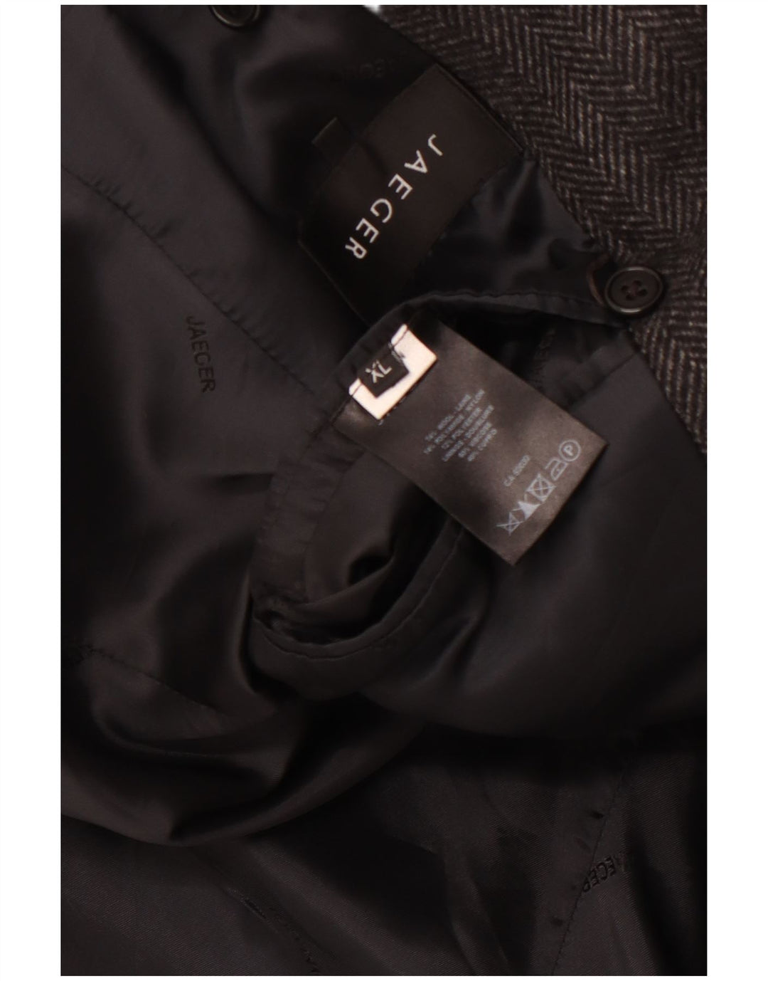 JAEGER Caban Homme UK 42 XL Laine à Chevrons Gris