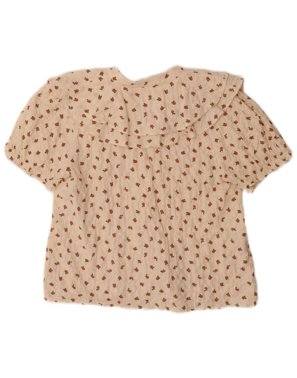 Zara Chemisier à manches courtes pour femme UK 6 XS Blanc Floral