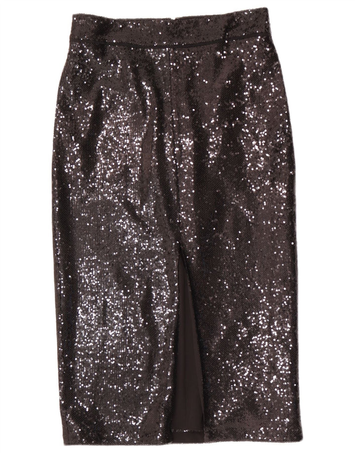 Reiss Jupe crayon à paillettes pour femme UK 12 Medium W30 Noir Polyester