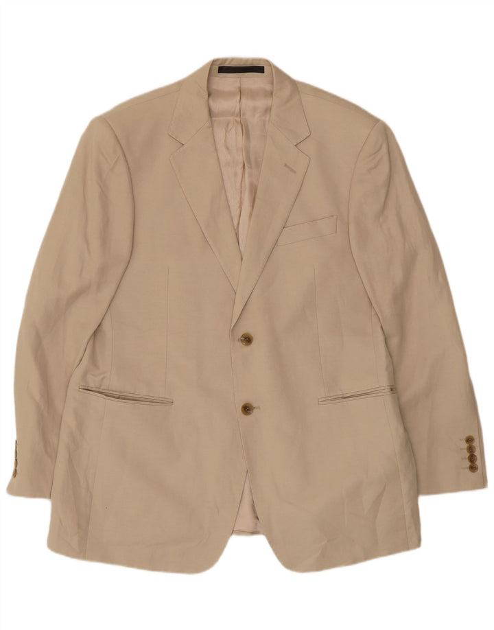MARKS & SPENCER Veste Blazer 2 Boutons Homme UK 42 Grande Soie Beige