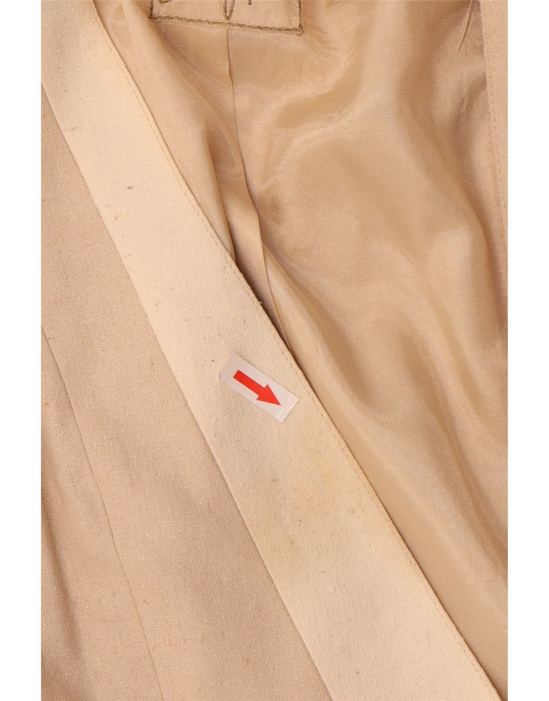 vintage Femme Longline 1 Bouton Blazer Veste UK 10 Petite Soie Beige