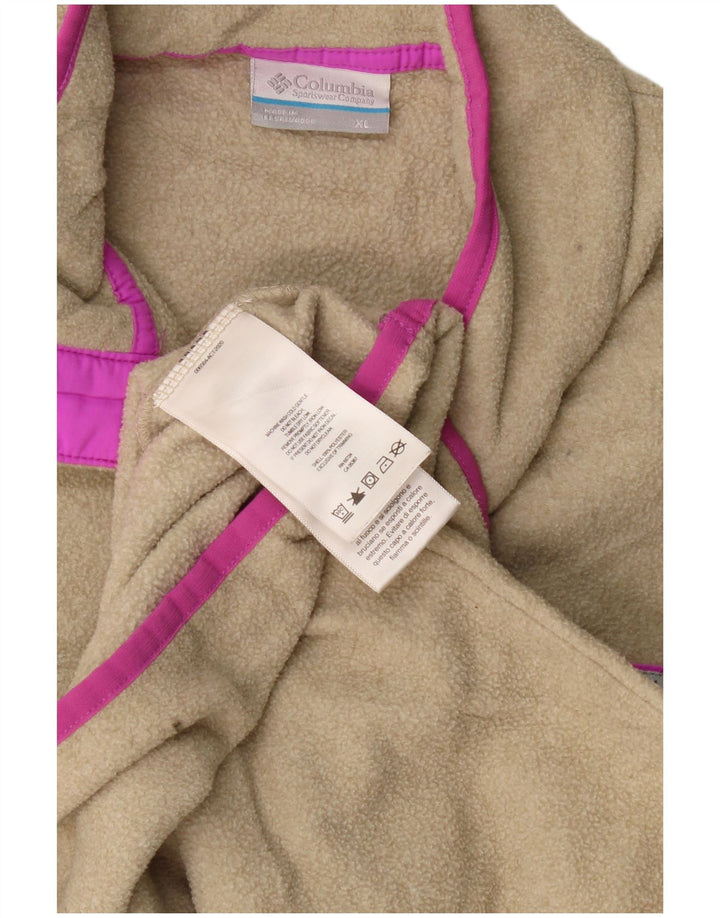 Columbia Pull polaire à col boutonné pour femme UK 18 XL Beige Polyester