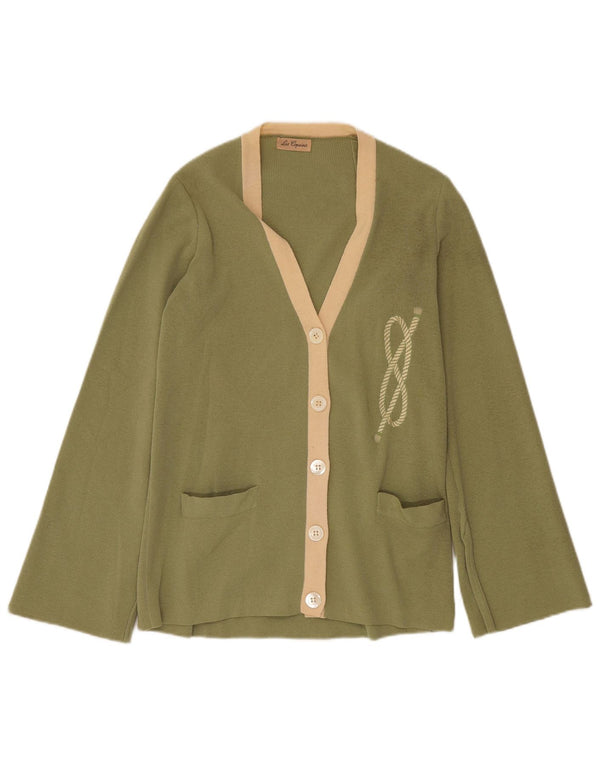 LES COPAINS Pull Cardigan Femme UK 4 XS Kaki Laine