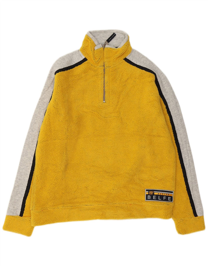 Belfe & Belfe Pull Polaire à Col Zippé Homme Jaune Moyen Colourblock