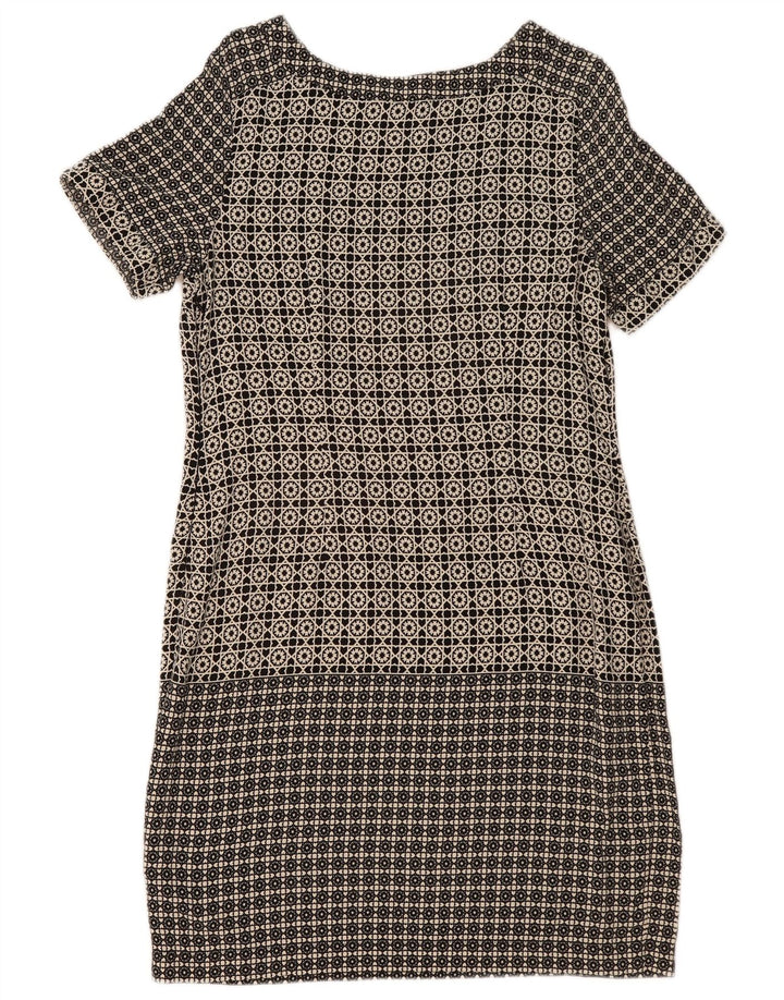 MARKS & SPENCER Robe droite pour femme UK 44 Grande viscose géométrique noire