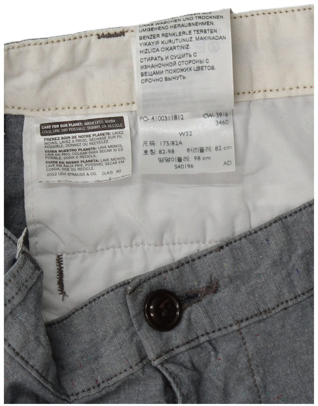 Dockers Short Chino Homme W32 Gris Moyen Coton