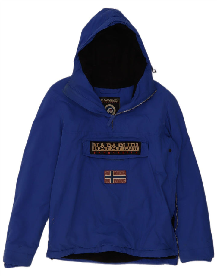 Napapijri Veste Anorak à capuche graphique pour hommes UK 36 Small Bleu Polyester