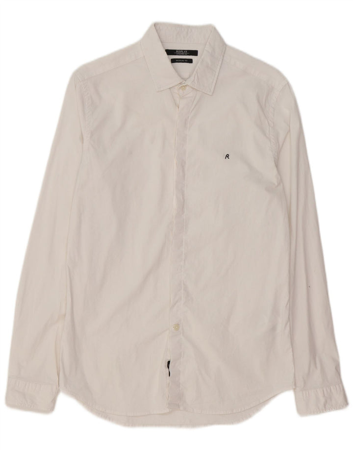 Replay Chemise Regular Fit Homme Blanc Moyen Coton
