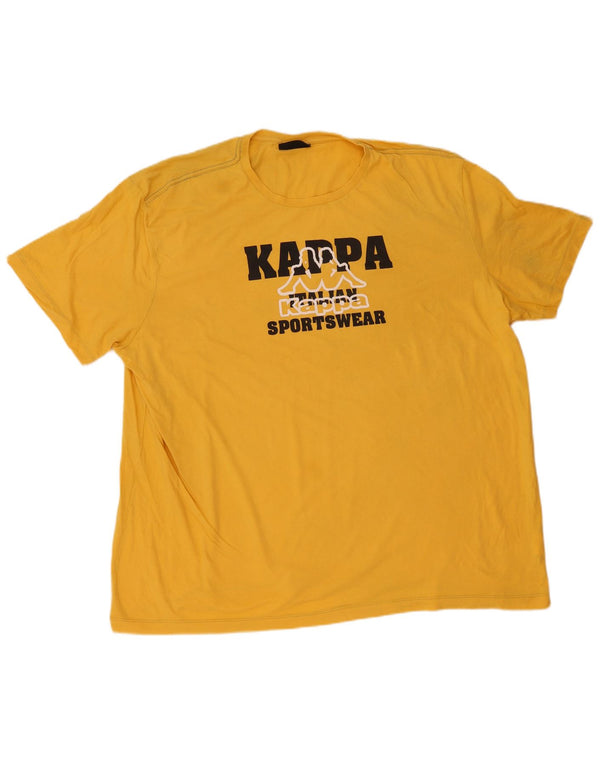 Kappa Mens Graphic T-Shirt Top 5XL Yellow Cotton
