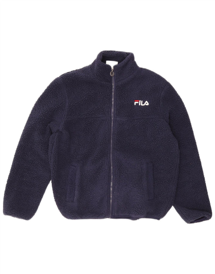 FILA Veste polaire graphique surdimensionnée pour femme UK 6 XS Bleu marine Polyester