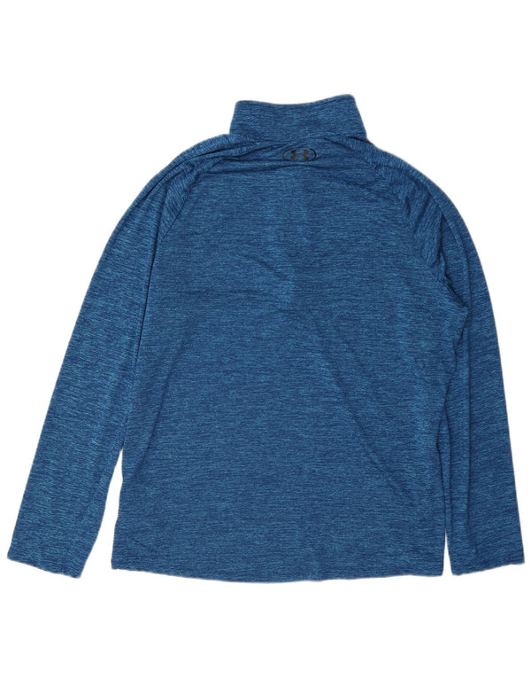 Under Armour Haut de survêtement à col zippé pour homme, grand, bleu moucheté