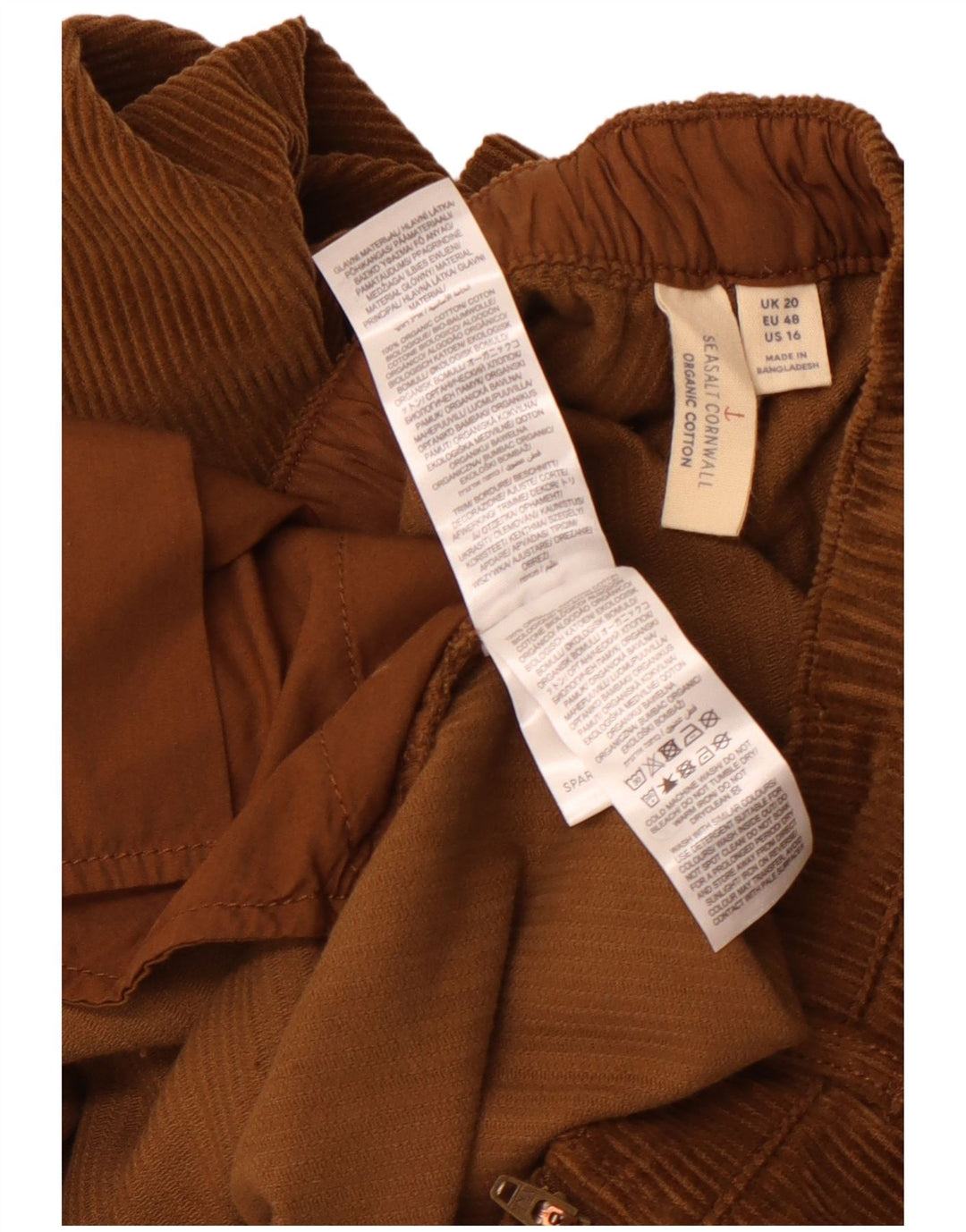 SEASALT CORNWALL Pantalon droit en velours côtelé pour femme UK 20 2XL W40 L28 Marron