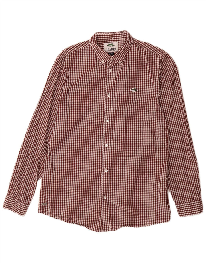 LE SHARK Chemise Homme Large Bordeaux Vichy Coton