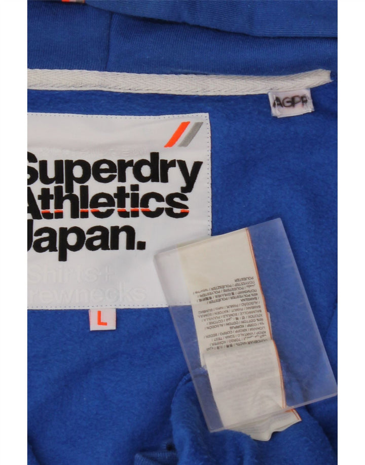 SUPERDRY Pull à capuche zippé pour hommes, grand coton bleu