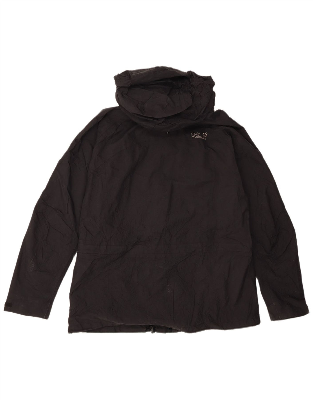 Jack Wolfskin Veste de pluie à capuche pour femme UK 16 Large Noir Polyamide