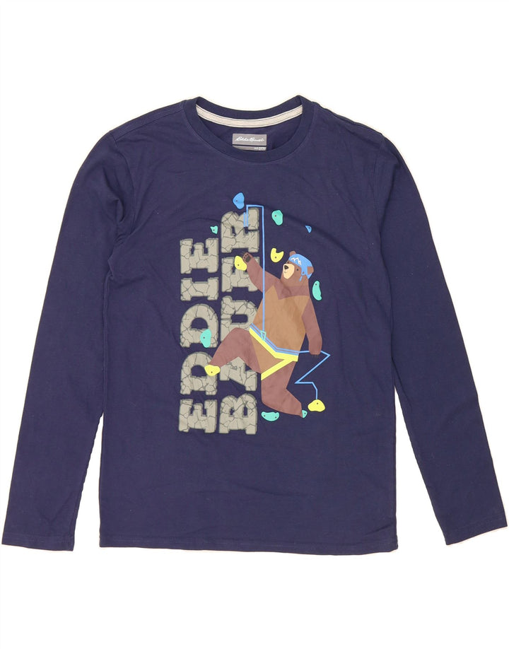 EDDIE BAUER Boys Graphic Top Long Sleeve 14-15 Years Large Navy Blue Vintage Eddie Bauer and Second-Hand Eddie Bauer from Messina Hembry 