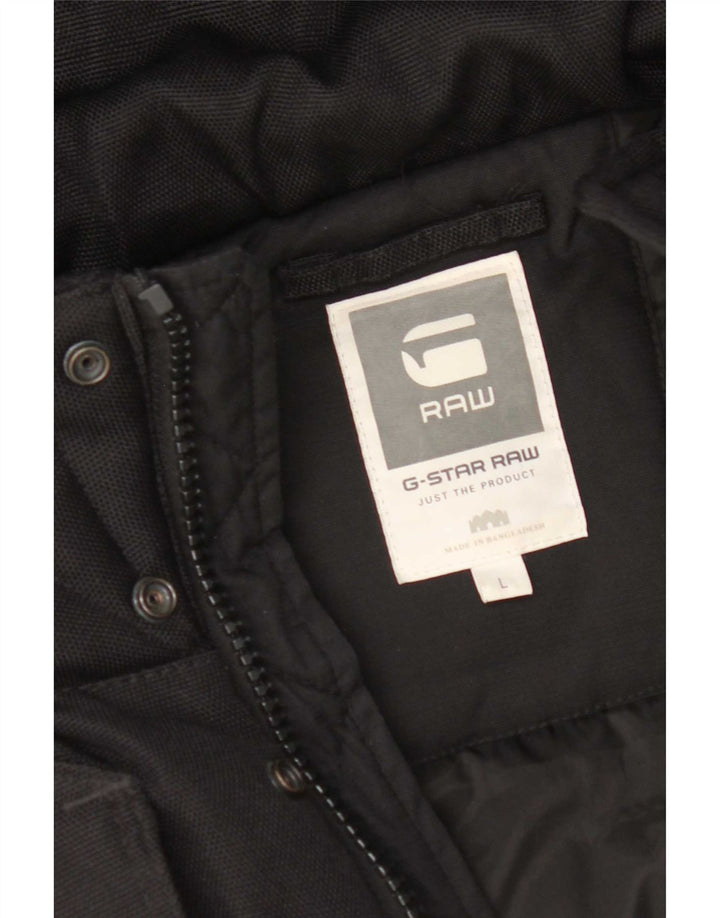 G-Star Veste matelassée à capuche pour homme UK 40 Large Noir Polyester
