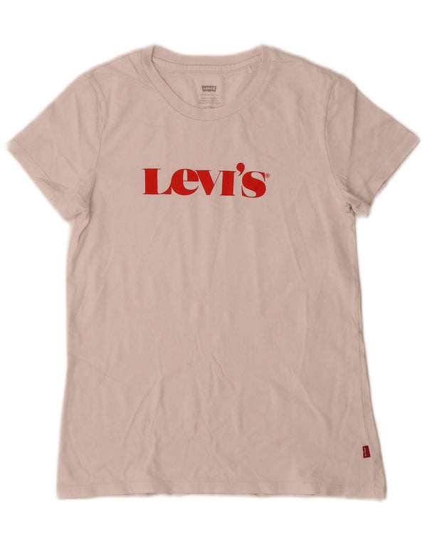 Levi's T-Shirt Graphique Femme UK 6 XS Blanc