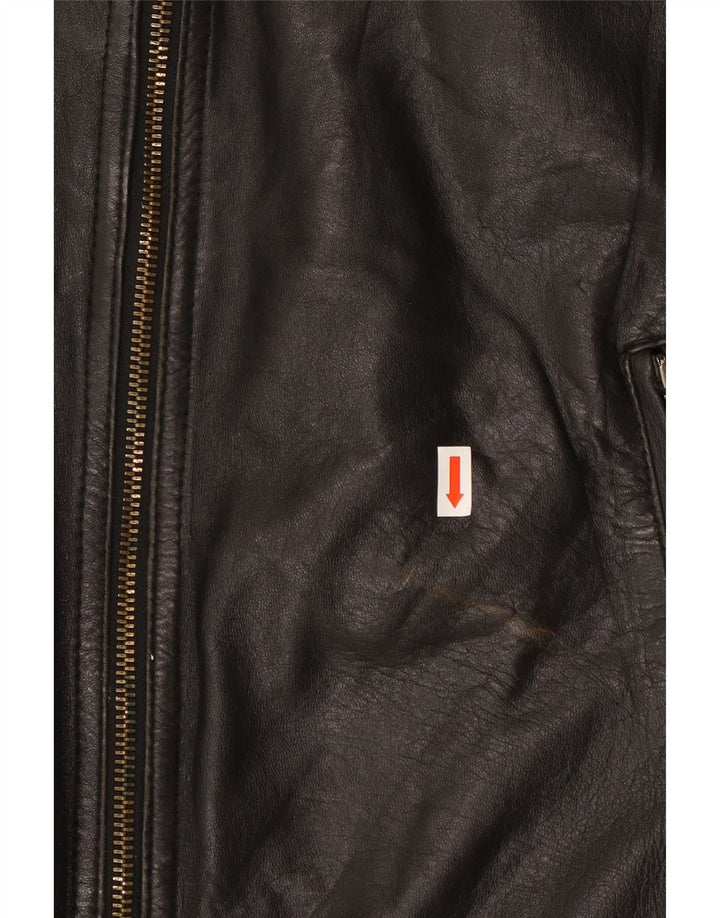 Vintage Mens Leather Racer Jacket IT 54 XL Black Leather
