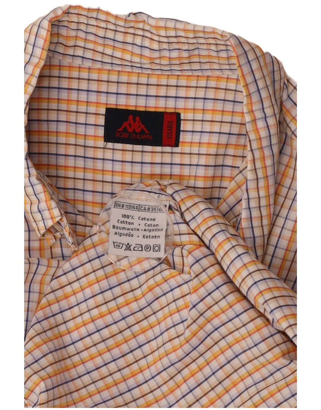 Kappa Chemise à manches courtes pour homme 2XL en coton à carreaux multicolores