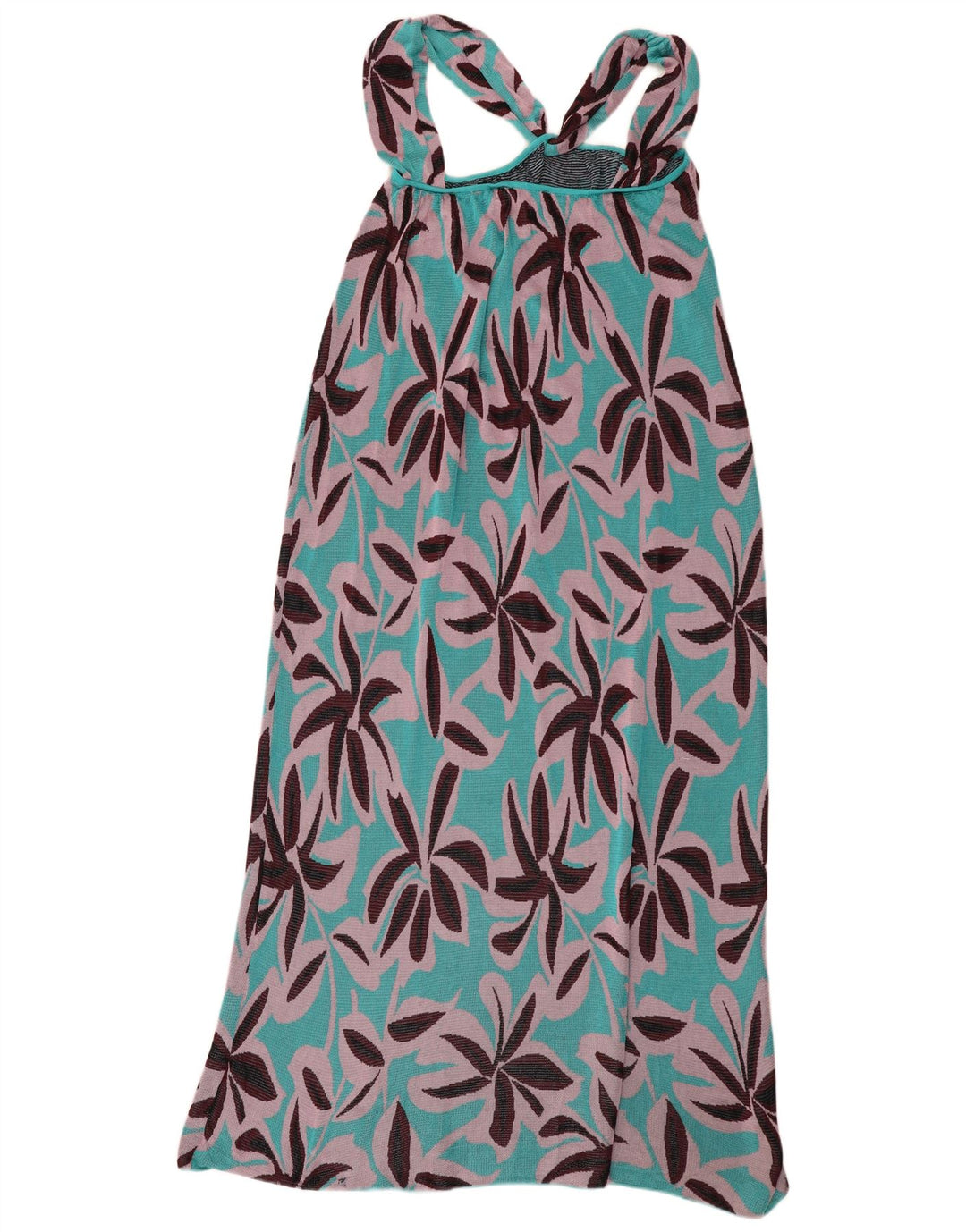 Zara Femme Maxi Robe d'été UK 12 Bleu Moyen Floral Viscose