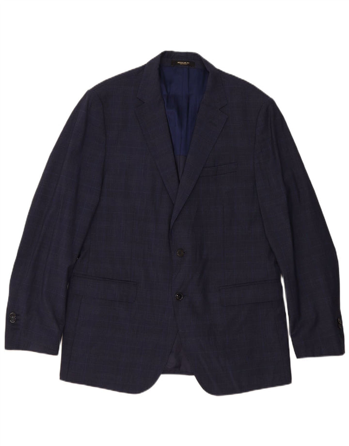 MASSIMO DUTTI Veste Blazer 2 Boutons Homme EU 56 XL Bleu Marine Pied-de-Poule