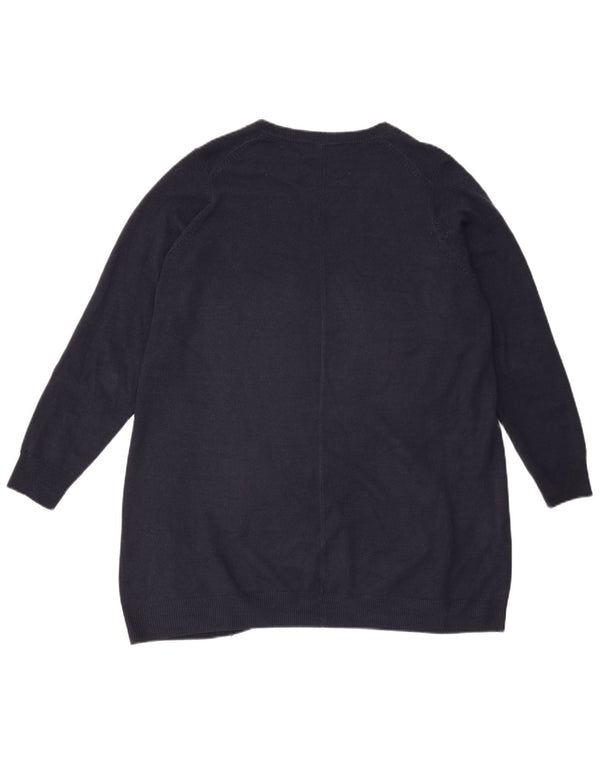Marks & Spencer Pull long à col en V pour femme UK 14 Large Bleu marine
