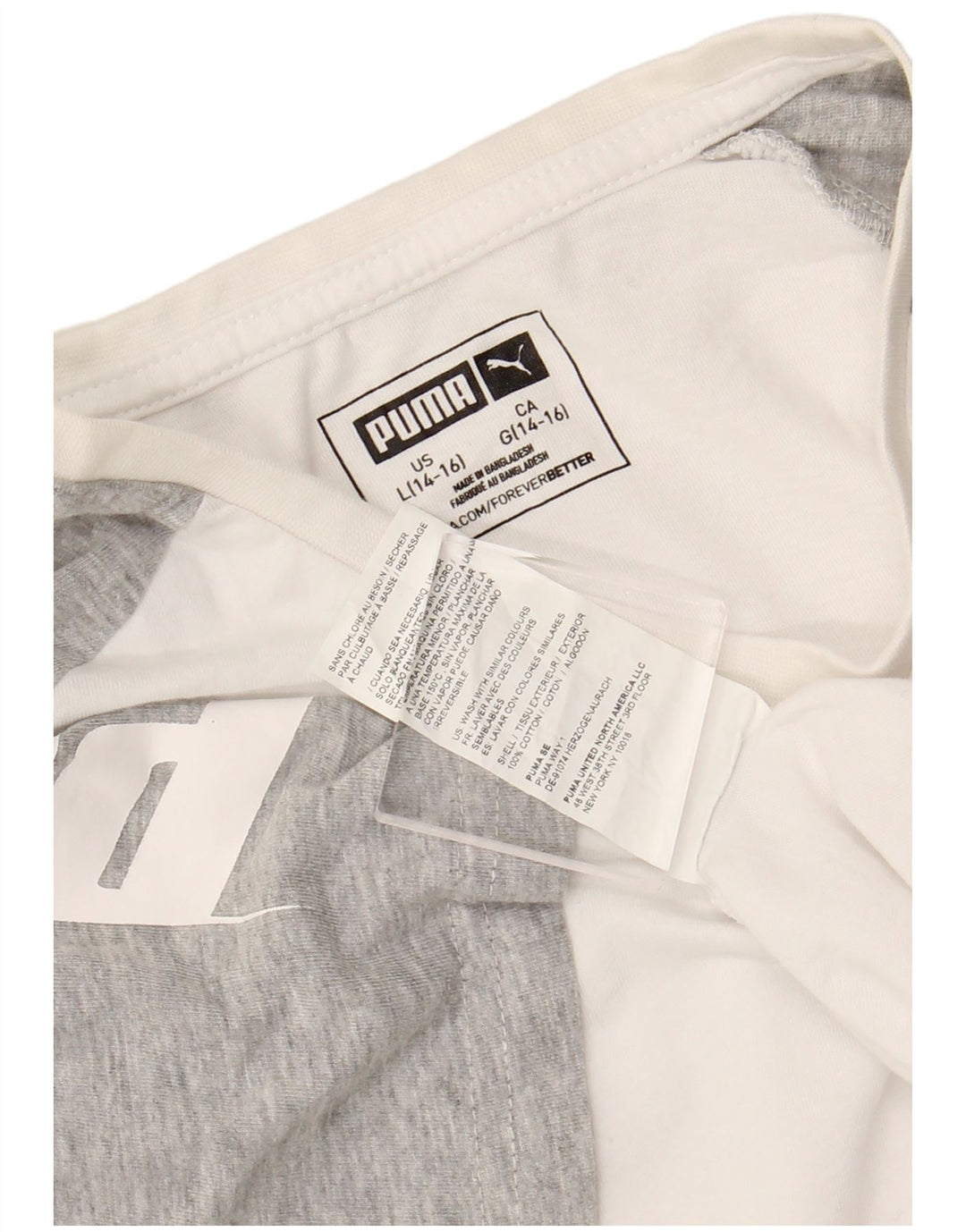 PUMA T-shirt graphique pour garçon 12-13 ans Grand blanc en coton color block