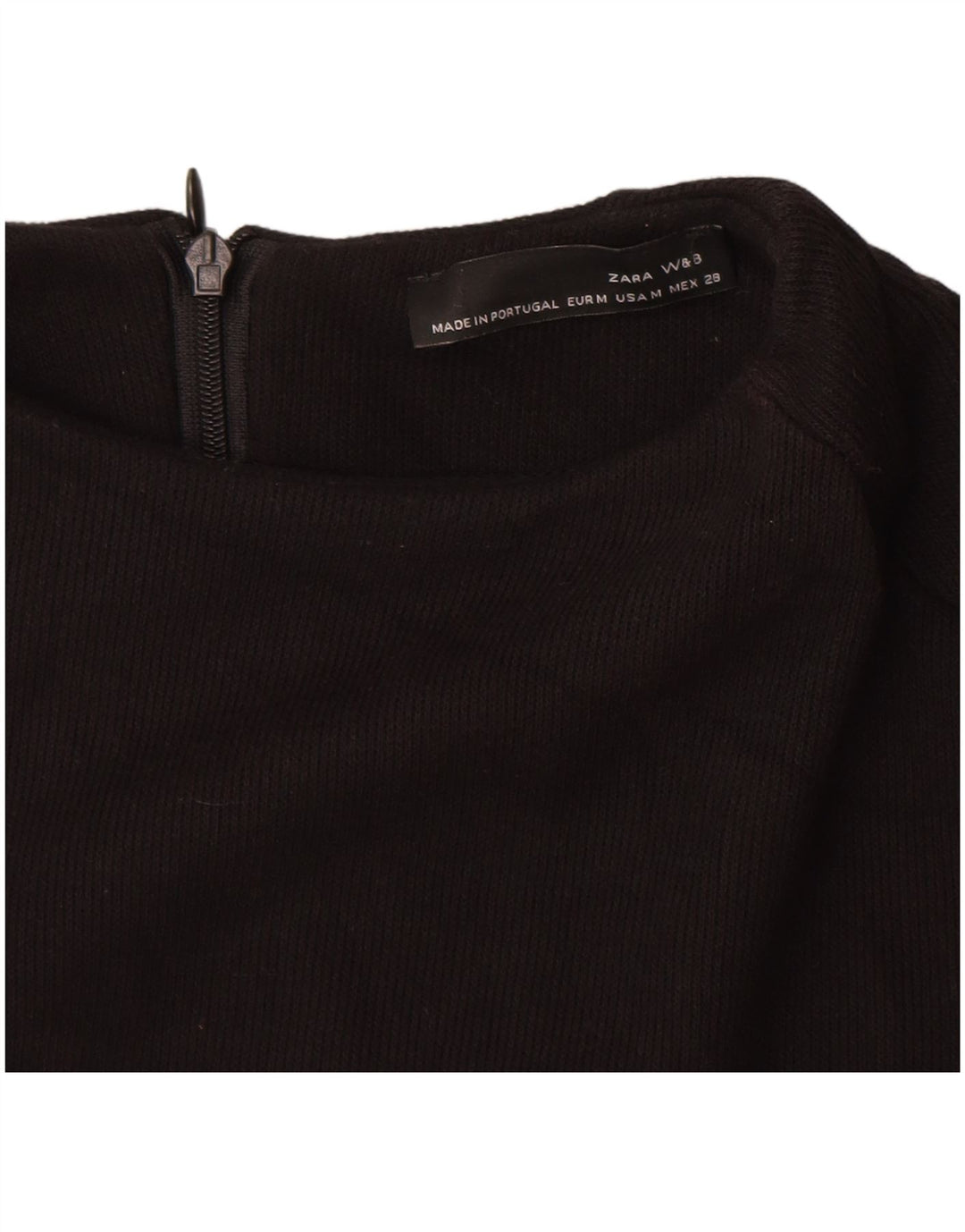 Zara Femme Robe Pull UK 12 Moyen Noir Coton