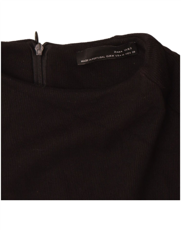Zara Femme Robe Pull UK 12 Moyen Noir Coton