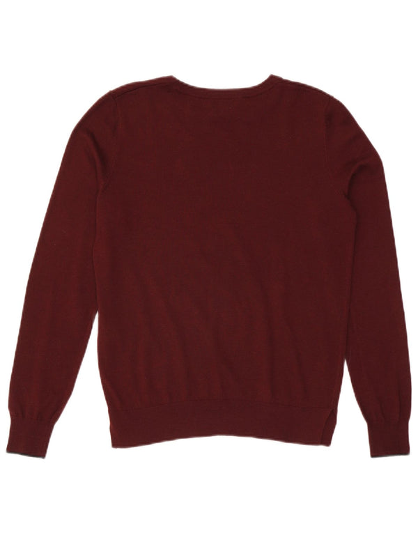 WAREHOUSE Pull à col rond pour femme UK 10 Petit Polyester Bordeaux