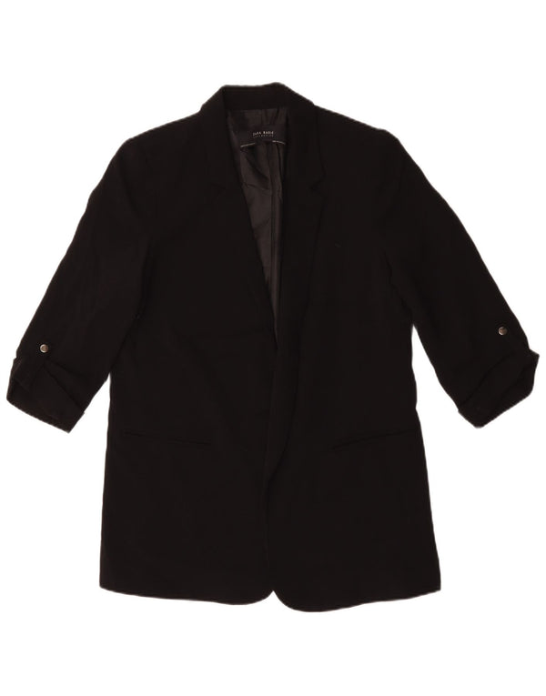 Zara Veste blazer ouverte à manches 3/4 pour femme UK 14 Noir moyen